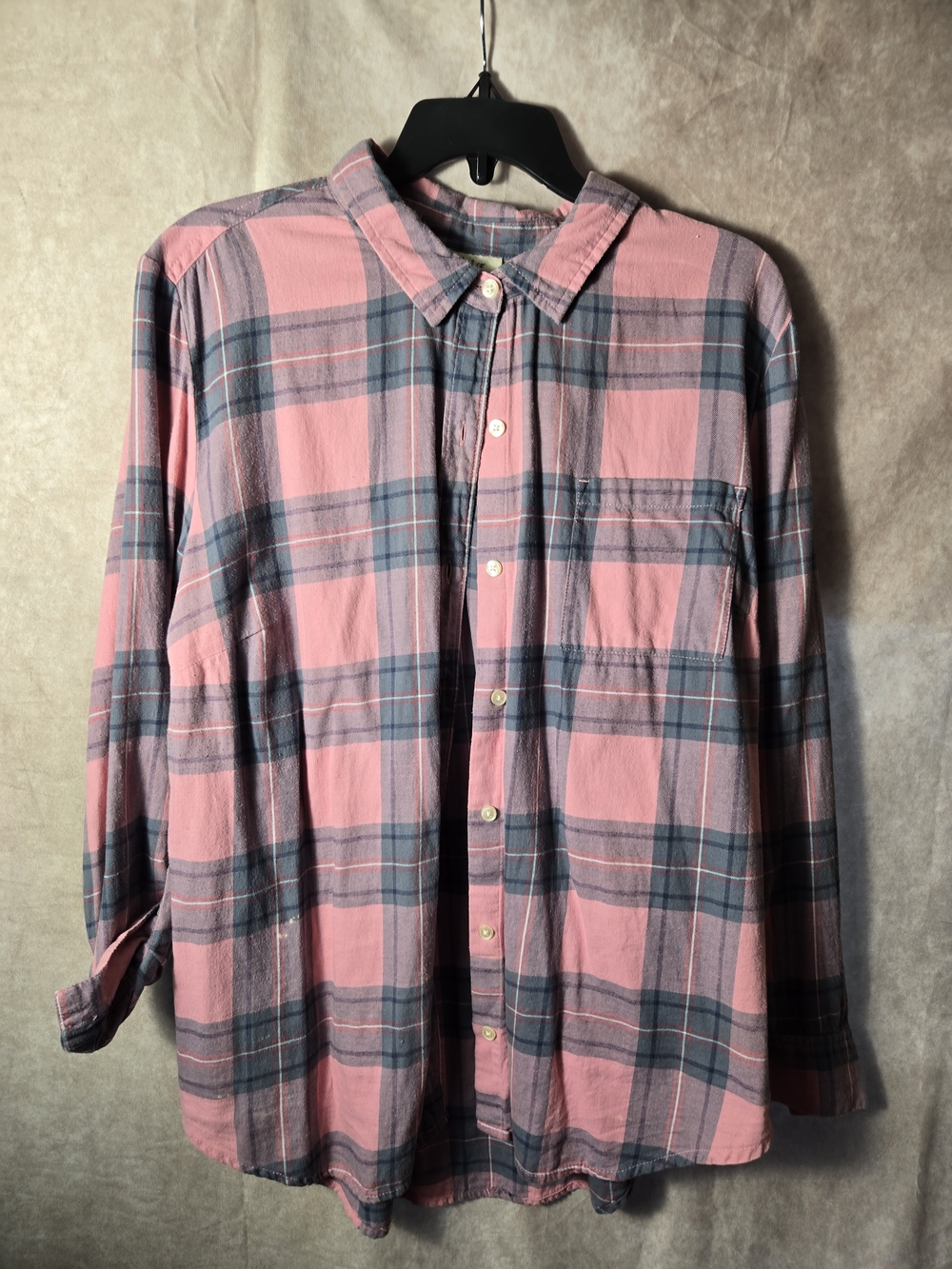 Style & Co. Pink and Gray Plaid Button-Front Shirt